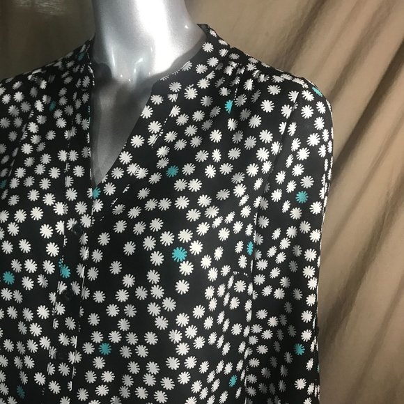 Alfani Women's Size 6 Small Blouse Floral Polka Dot Print Tunic High Low Top - Picture 4 of 15